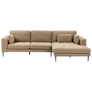 Corner Sofa FLAM Light Brown Fabric Left Hand