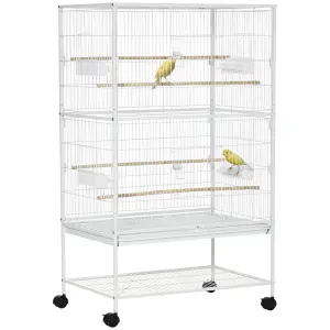 PawHut Large Bird Cage Budgie Cage for Finch Canaries Parrot with Stand White