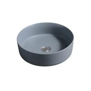 7844 Ceramic 35cm Vert Round Countertop Basin in Dark Grey