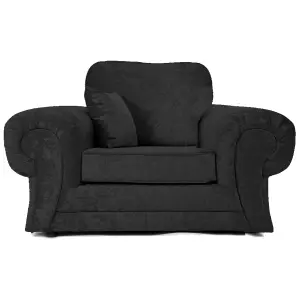 Chelsea Black Crushed Velvet Armchair Rolled Arms Single Seater