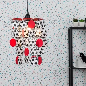 ValueLights Football Red Ceiling Pendant Shade and B22 GLS LED 10W Warm White 3000K Bulb