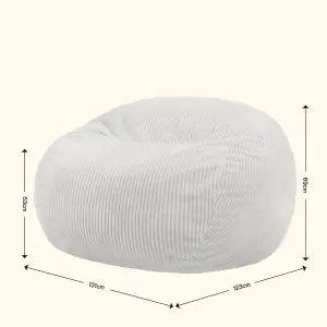 icon Nimbus Corduroy Foam Filled Giant Grey Bean Bag Chair