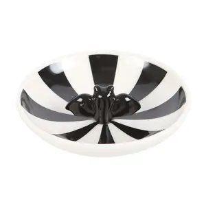 Something Different Striped Bat Trinket Dish White/Black (One Size)