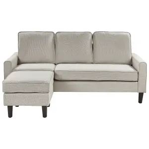 3 Seater Fabric Sofa with Ottoman Light Beige AVESTA