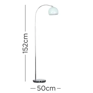 Derosier 152cm Arched Floor Lamp Chrome / Pale Blue