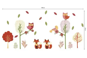 Walplus Fox Stickers, Birds Stickers, Forest, Flowers, Children Wall Stickers, Diy Art Kids Sticker PVC Colourful