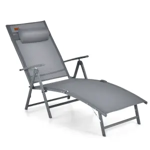 Costway Folding Chaise Lounge Chair Outdoor Portable Adjustable Reclining Chair