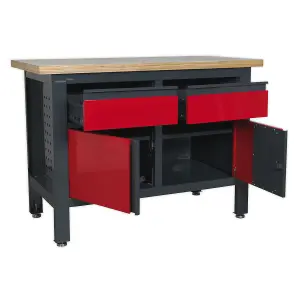 Sealey Workstation With 2 Drawers 2 Cupboards Heavy Duty 300kg Capacity AP1372A