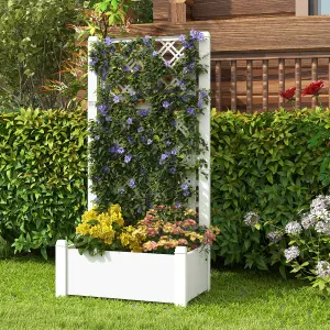 Costway Raised Garden Bed w/ Trellis Outdoor Self-Watering Planter Box Lattice Panels