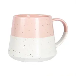 Nicola Spring - Dipped Flecked Stoneware Belly Mug - 370ml - Dusty Pink