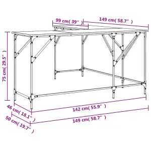 Berkfield Desk Grey Sonoma 149x149x75 cm Engineered Wood