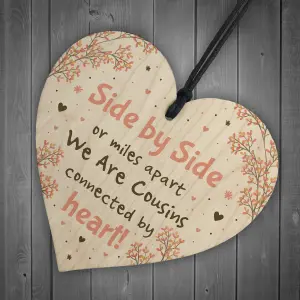 Red Ocean Cousin Birthday Card Gift Cousin Christmas Gift Wooden Heart Family Plaque