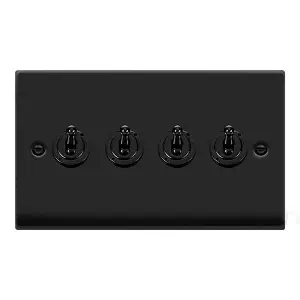 Matt Black 4 Gang 2 Way 10AX Toggle Light Switch - SE Home