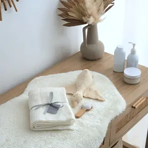 Luxury 100% Organic Cotton Knit Baby Blanket (Oat Milk)