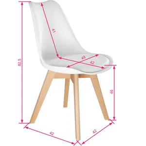 Dining Chairs Frederikke Set of 4 - padded, ergonomic shape - white