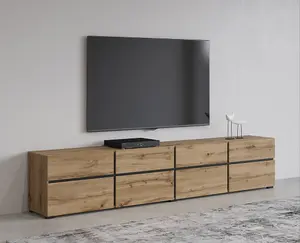 Kross 40 TV Cabinet in Oak Wotan - W2250mm H480mm D400mm Elegant Wood Finish