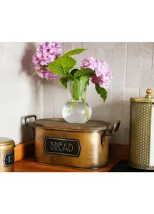 Rozi Gold Bread Bin With Wooden Lid