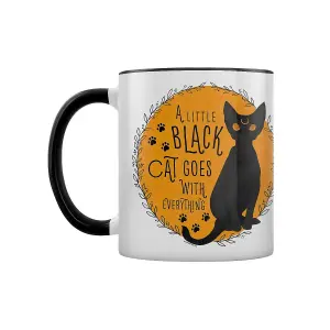 Grindstore A Little Black Cat Goes With Everything Inner Two Tone Mug White/Black/Yellow (One Size)