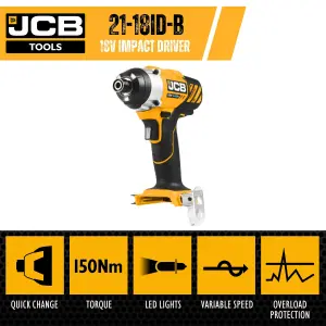 JCB 18ID-B 18V Compact Impact Driver Cordless Lithium Bare + LBOXX Inlay