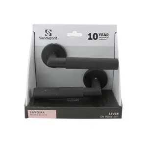 Sandleford Savona  Door Handle Lever On Rose Set - Matt Black Stainless Steel