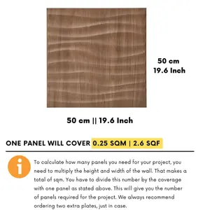 3D Wall Panels Adhesive Included - 6 Sheets Cover 16.15ft²(1.5m²) Interior Cladding Panels - Soft Wave Effect in Matt Wood