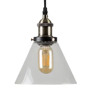 ValueLights Norton Black and Gold Ceiling Pendant and Clear Glass Drop Down Light Shade Fitting