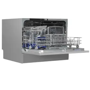 Baridi Compact Tabletop Dishwasher 6 Place Settings, 6 Programmes - Silver