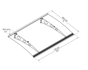 Palram - Canopia Polycarbonate Door canopy, (H)185mm (W)1350mm (D)905mm