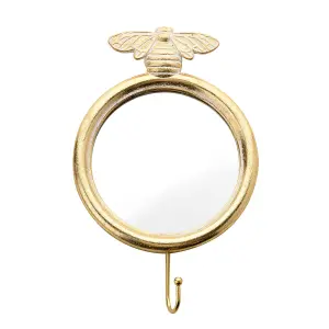 Gold Finish Bee Wall Hook Mirror