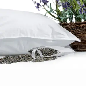 Homescapes Goose Feather & Down Lavender Pillow with Dried Lavender Insert Extra Fill