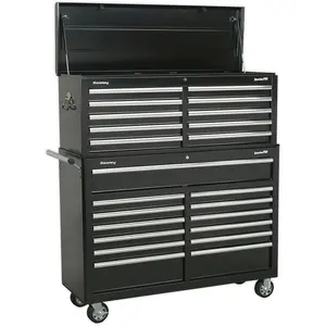 23 Drawer Combination Tool Chest - BLACK Mobile Storage Organizer for Professionals and DIYers