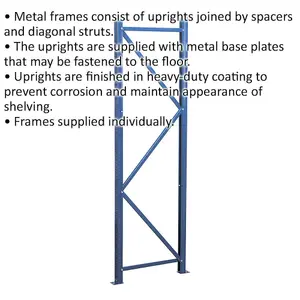 Heavy Duty Metal Warehouse Racking Frame - 2000 x 600mm - Diagonal Struts