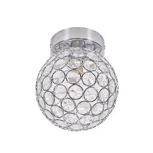 ValueLights Ella Silver Chrome Sphere Globe Design Acrylic Jewel Ceiling Light Fitting for Hallway Bedroom - LED Bulb Included