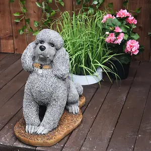 Stone Cast Sitting Poodle Statue