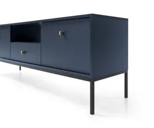 Mono TV Cabinet in Navy - Stylish and Functional Entertainment Centre with Drawer and Doors (W1540mm x H560mm x D390mm)