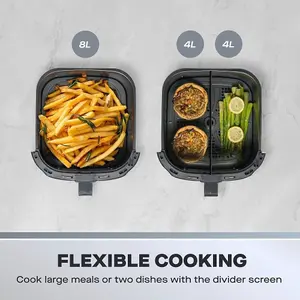 Daewoo Family Size 8L Digital Air Fryer with Viewing Window & Divider for 2x 4L Dual Cooking