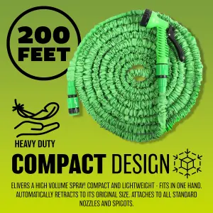 200ft Expandable Flexible Hosepipe Garden Hose Pipe Magic Snake With Gun Watering Outdoor