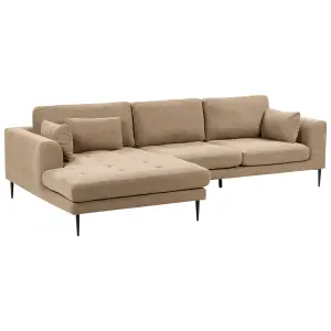 Corner Sofa FLAM Light Brown Fabric Right Hand