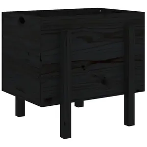 Berkfield Garden Planter Black 62x50x57 cm Solid Wood Pine