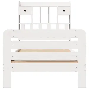 Berkfield Bookcase Bed without Mattress White 100x200 cm Solid Wood Pine