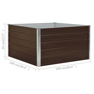 Berkfield Raised Garden Bed 100x100x45 cm Galvanised Steel Brown