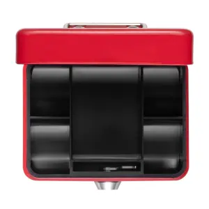 Hardys Metal Cash Box Money Bank Deposit Steel Tin Security Safe Petty Key Lockable - 4" Red