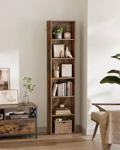 VASAGLE Bookcase, Bookshelf with 6 Shelves, for Living Room, Study, Office, Bedroom, Industrial Style, Rustic Brown