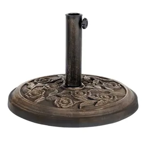 9KG Garden Round Parasol Base with Bronze Floral Design