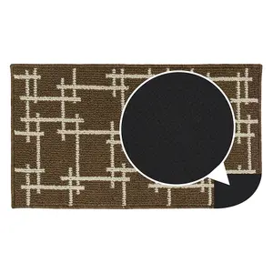 JVL Vector Machine Washable Latex Backed Doormat, 40x70cm, Brown