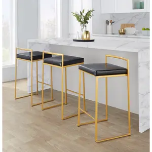 Daggett 68.5cm Bar Stool (Set of 2) Gold / Black / Counter Stool (27" Seat Height)