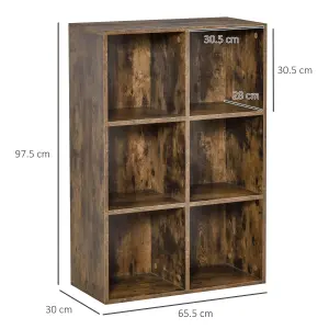 HOMCOM Cubic Cabinet Bookcase Storage Shelves for Home Office, Rustic Brown