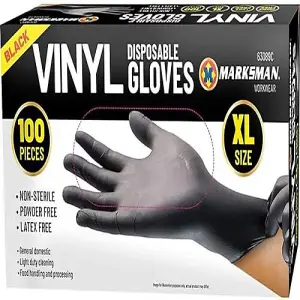 100Pc X-large Disposable Vinyl Gloves Black Powder/Latex Free Work Hygiene Food