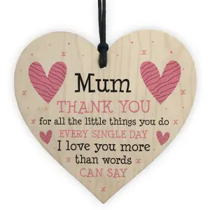 I Love You Mum Gifts Hanging Sign Thank You Gift For Birthday Mothers Day Plaque Heart