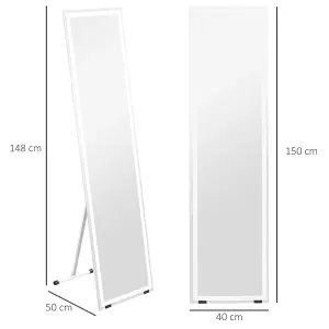 HOMCOM LED Lighted Full Length Mirror Dimmable Full Size Body Mirror for Bedroom, White